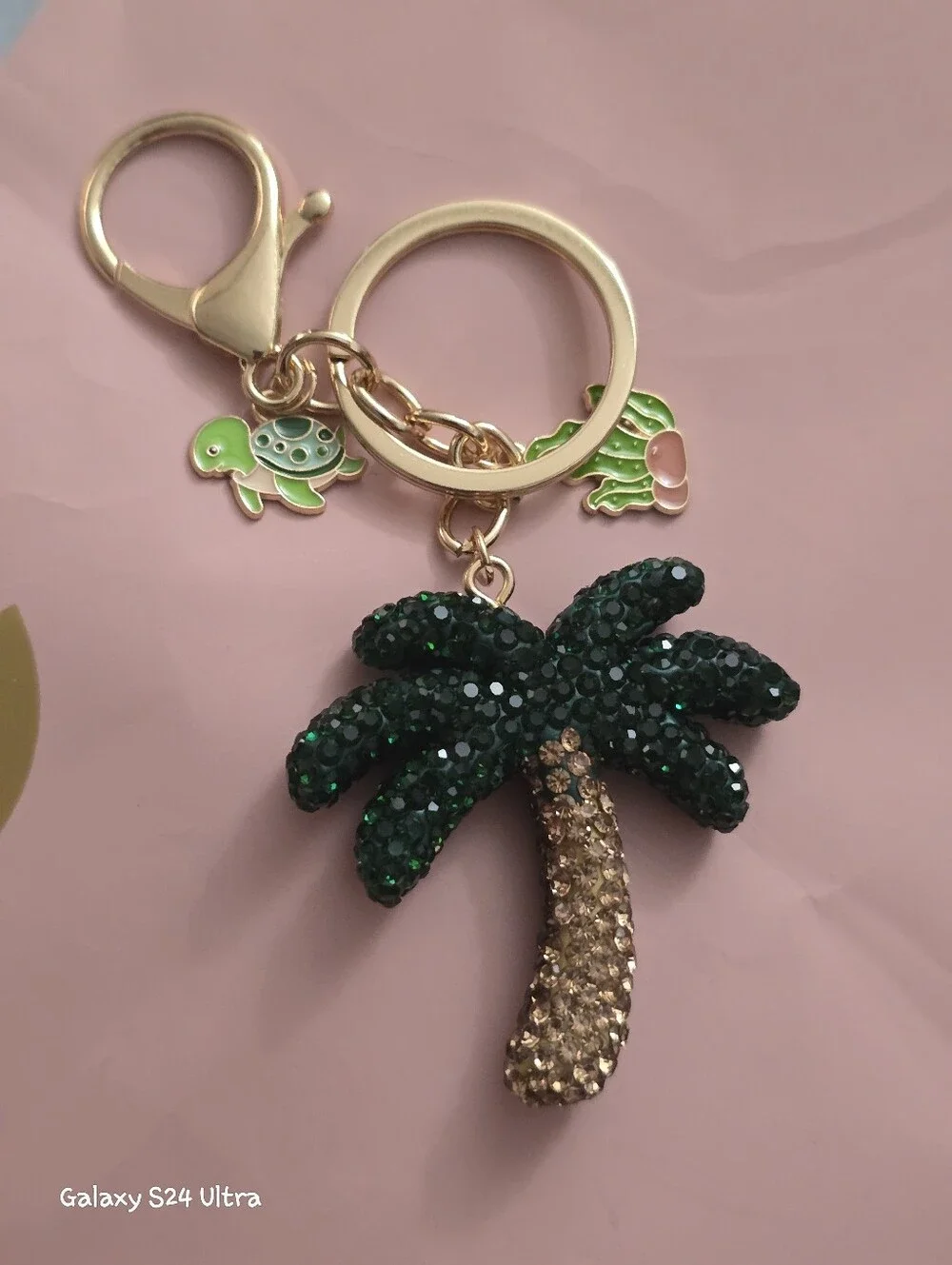Rhinestone Palm Tree Bag Charm/ Keychain NEW
